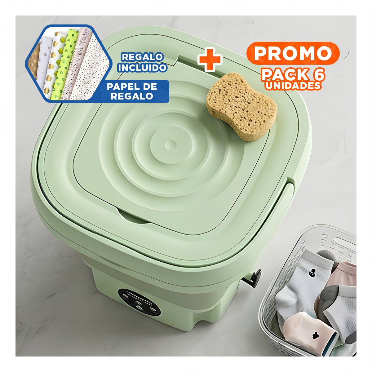 PACK6 ACCESORIO DE PLASTICO VERDE TURCO Y ACERO INOXIDABLE 500ML PARA GUSTO Y+PAPEL REGALO - 1