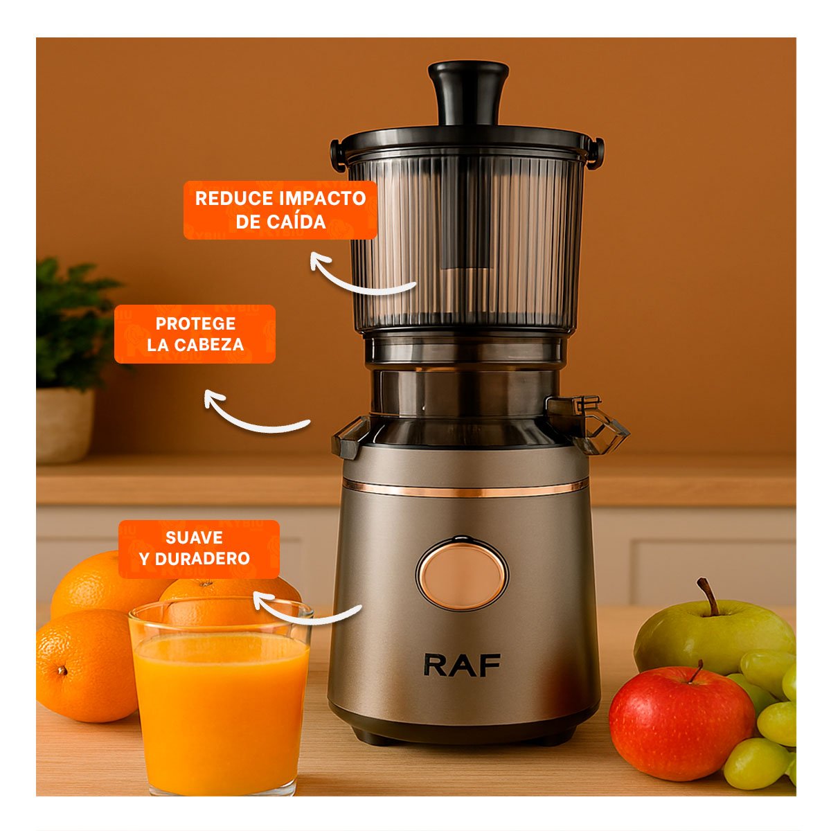 PRENSADOR PARA FRUTAS LENTO 500ML DE ACERO PLATEADO PRACTICO PARA LA CASA YLIGAS REGALO - 2