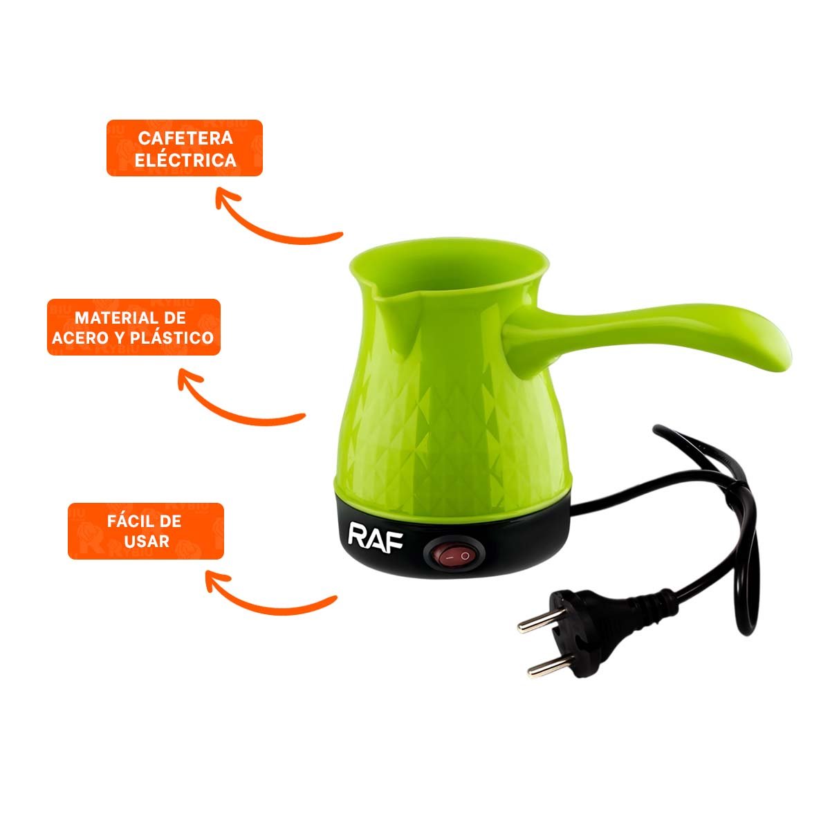 DISPOSITIVO DE ACERO INOXIDABLE TURCO 500ML VERDE Y PLASTICO DE CALIDAD - 3