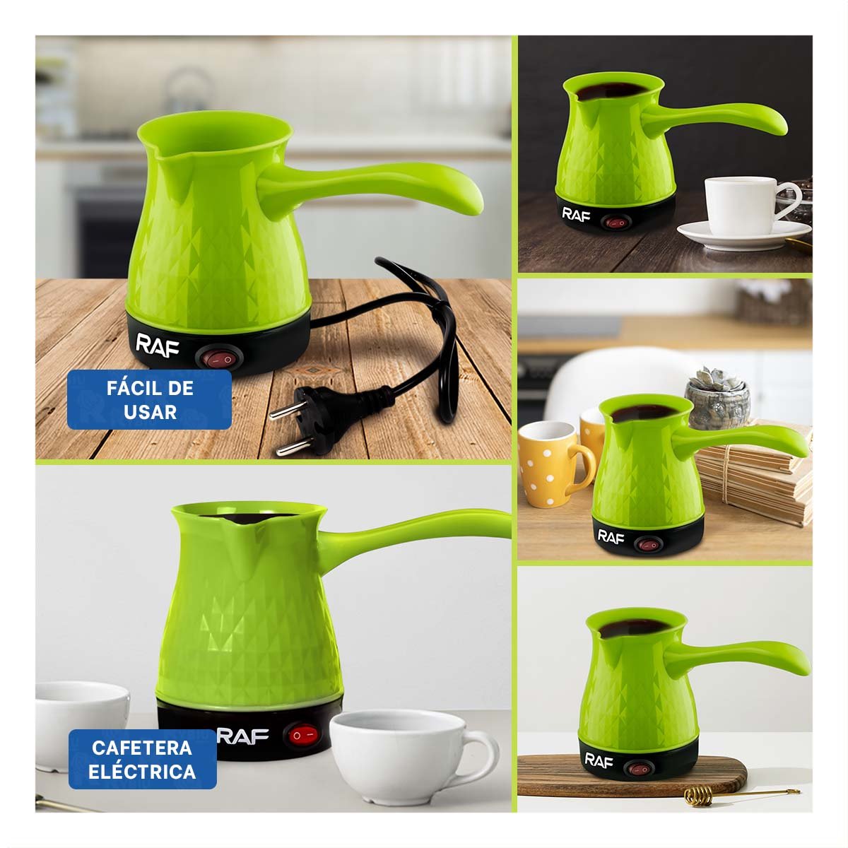 DISPOSITIVO DE ACERO INOXIDABLE TURCO 500ML VERDE Y PLASTICO DE CALIDAD - 5