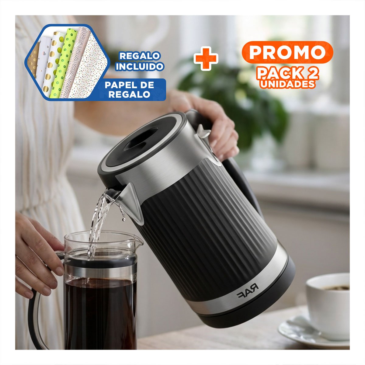 PACK2 EQUIPO DE ACERO INOXIDABLE 500ML TURCO VERDE Y PLASTICO PARA LA GENTE Y+PAPEL REGALO - 1
