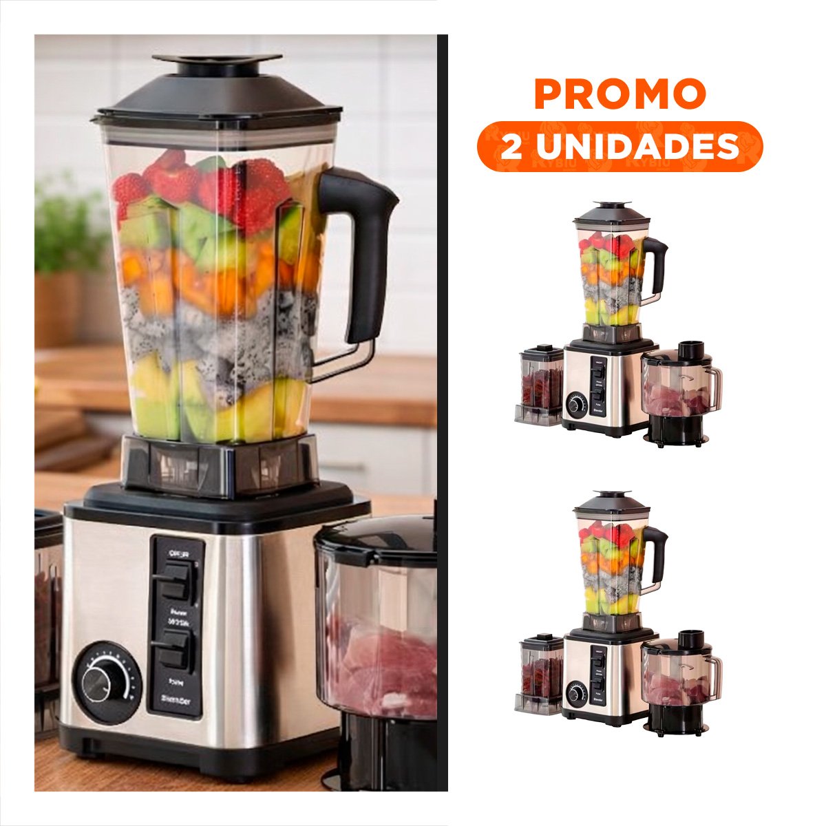 PACK2 BATIDORA PARA JUGOS DE 2 LITROS EN NEGRO CON SISTEMA 3 EN 1 DE GRAN POTENCIA Y ESTILO - 1