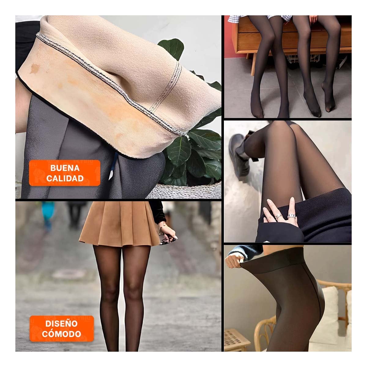 LEGGINS TERMICOS TALLA UNICA COLOR NEGRO CON EFECTO PIEL ROPA PARA DAMAS Y+POST IT - 1