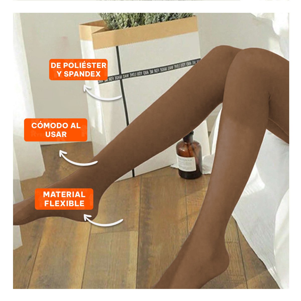 PANTALETA EFECTO PIEL TALLA UNICA MARRON PARA INVIERNO CON GRAN SUAVIDAD Y+REGALO STICKER - 2