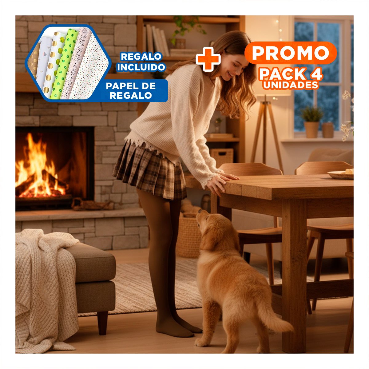 PACK4 LEGGINGS EFECTO PIEL MARRON TALLA ESTANDAR PARA LUCIR UN ESTILO DE CIUDAD Y+PAPEL REGALO - 1