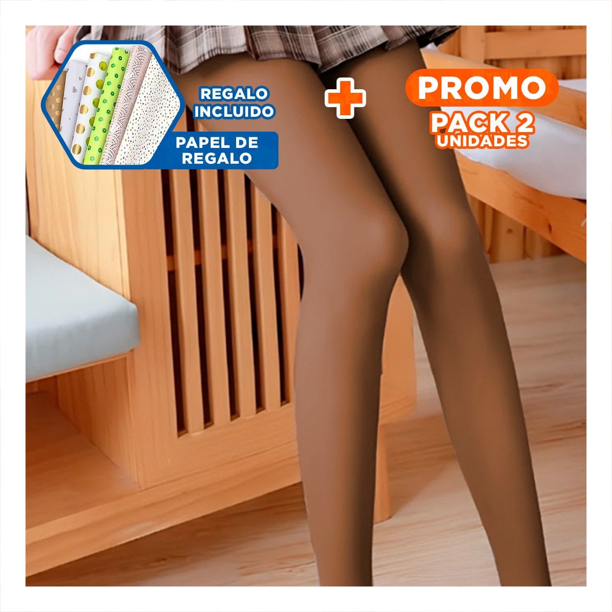PACK2 MEDIAS EFECTO PIEL TALLA UNICA MARRON DE CALIDAD PREMIUM PARA MUCHA MODA Y+PAPEL REGALO - 1