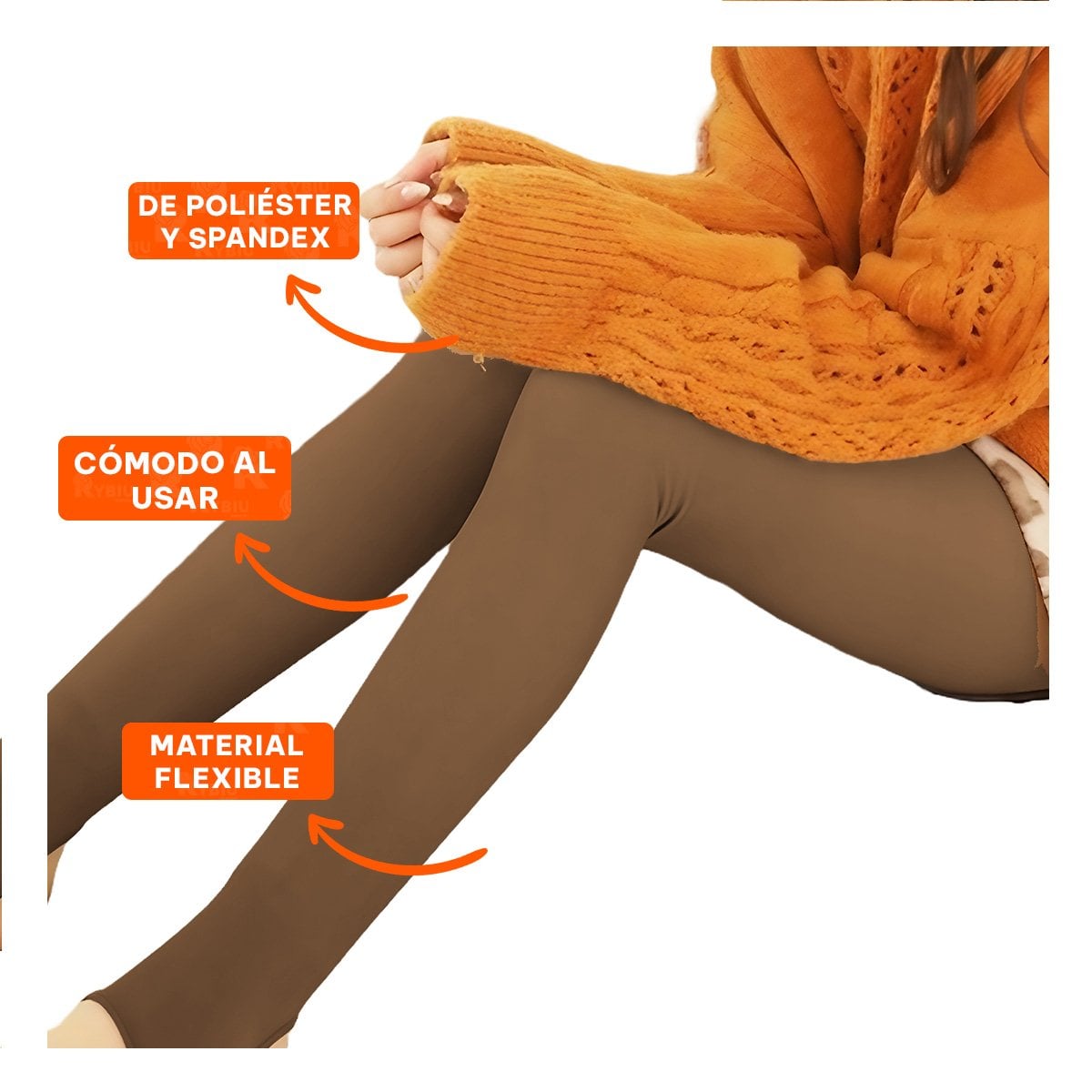 PACK6 MALLA EFECTO PIEL TALLA ESTANDAR MARRON DE DURABILIDAD PARA LA MUJER Y+REGALO STICKER - 2