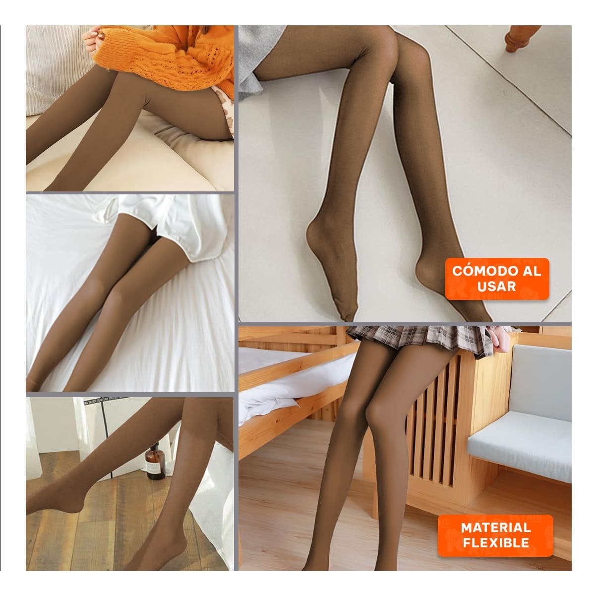 LEGGINGS EFECTO PIEL COLOR MARRON TALLA UNICA PARA MUJER MODERNA Y COMODA Y+POST IT - 1
