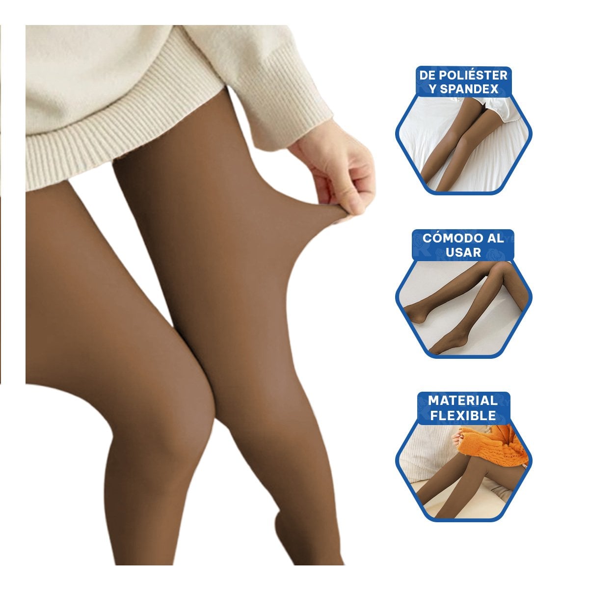 PANTALONES EFECTO PIEL MARRON TALLA UNICA PARA TEMPORADA DE FRIO Y VIENTO - 3