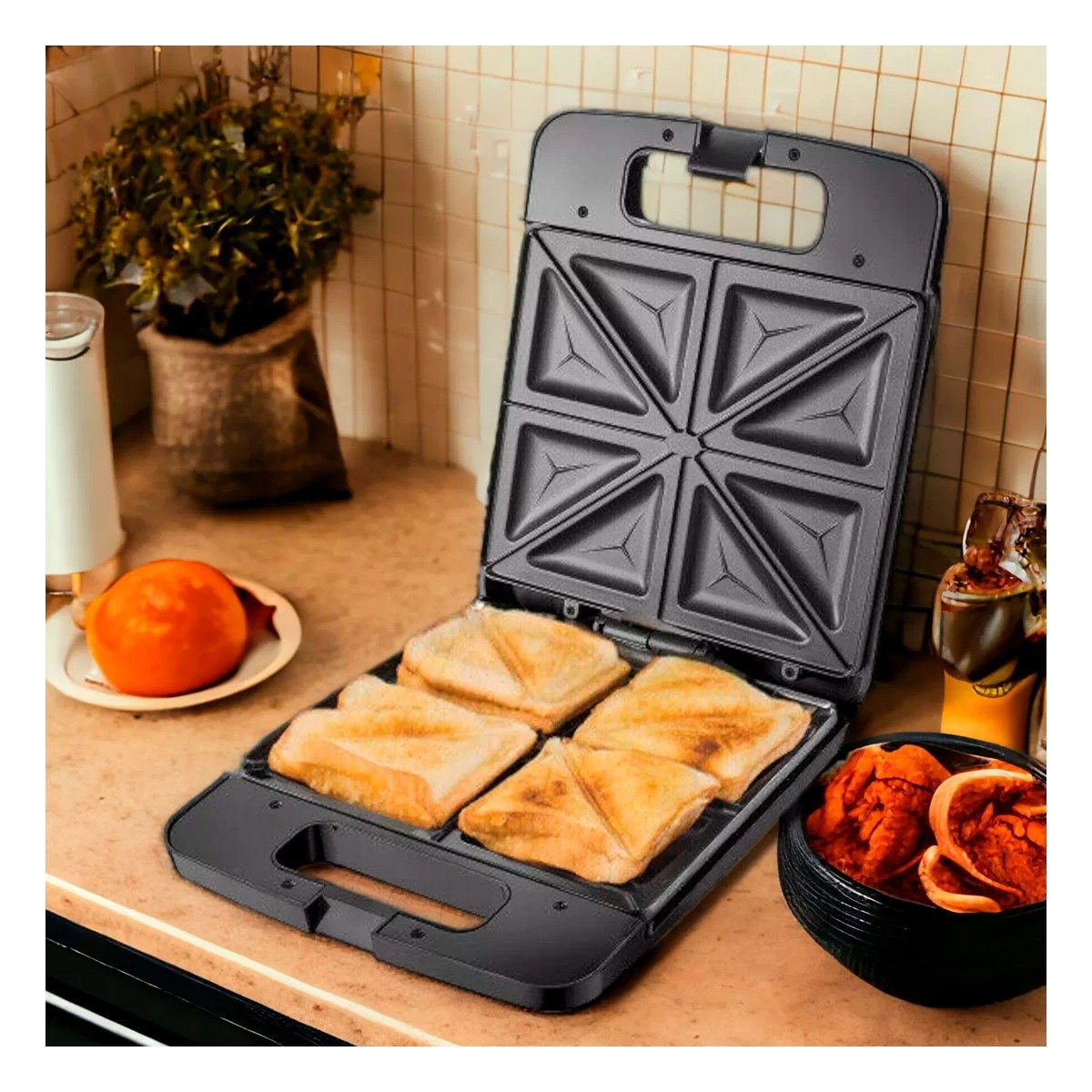 PACK4 COCINA ELECTRICA NEGRO PARA 4 PANES CON CERRADURA DE SEGURIDAD Y USO DIARIO - 2
