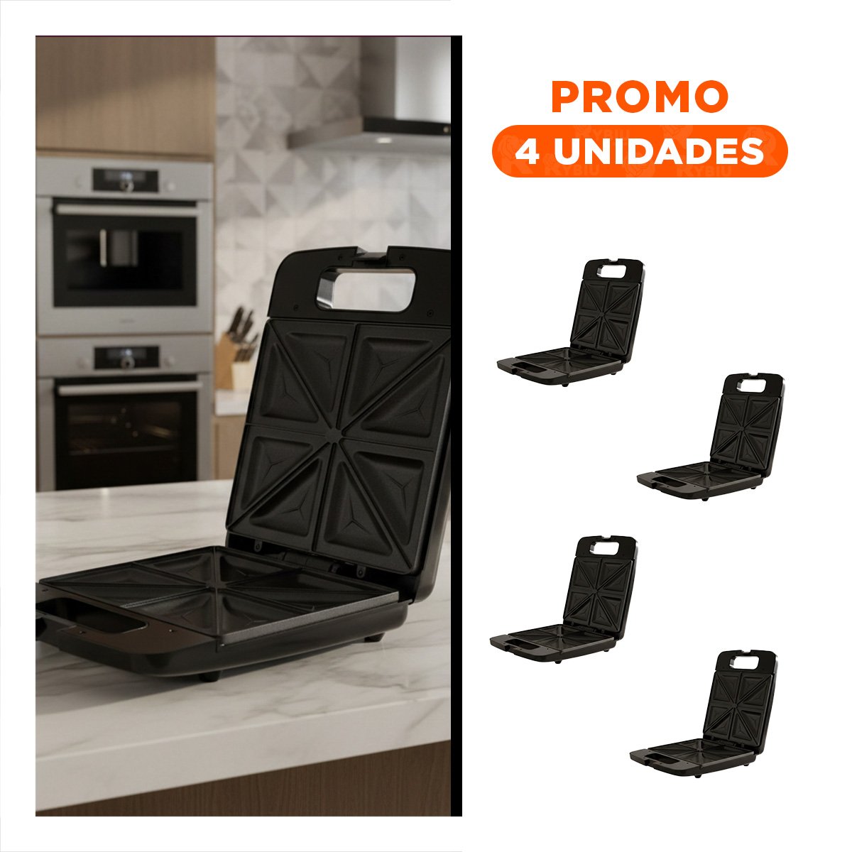 PACK4 TOSTADORA MODERNA CON LUZ INDICADORA PARA 4 PANES Y COLOR NEGRO Y+REGALO STICKER - 1