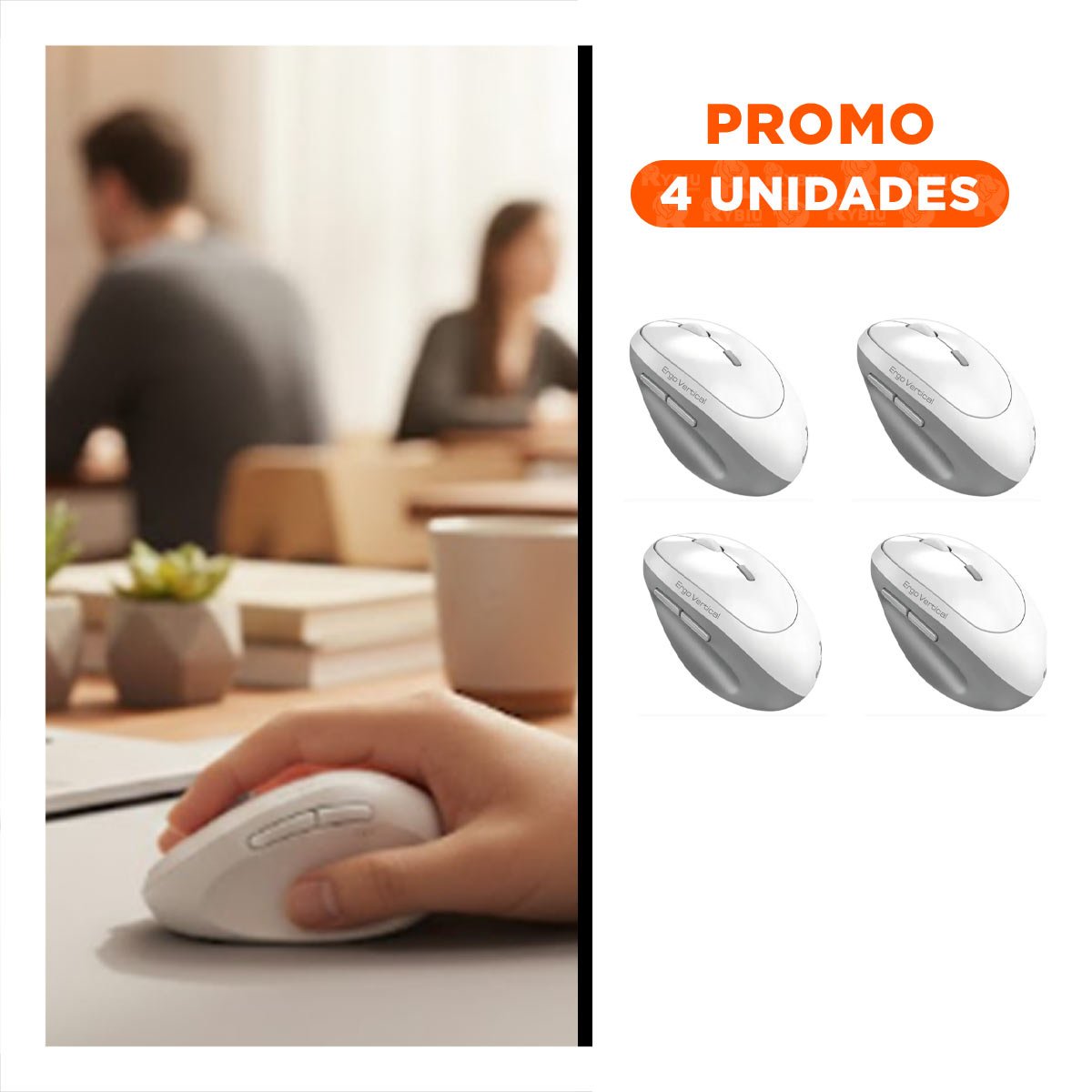 PACK4 RATON INALAMBRICO VERTICAL BLANCO DE RUEDA PRECISA PARA REVISAR Y+REGALO STICKER - 1