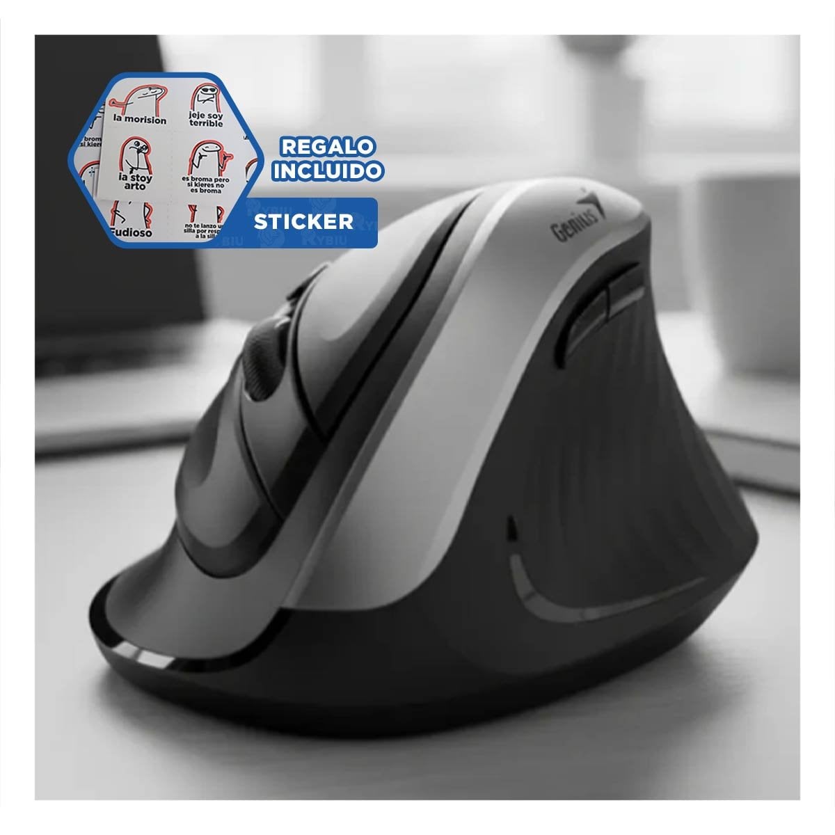 DISPOSITIVO INALAMBRICO VERTICAL NEGRO DE FORMA NATURAL PARA MUÑECA DE PC Y+REGALO STICKER - 1