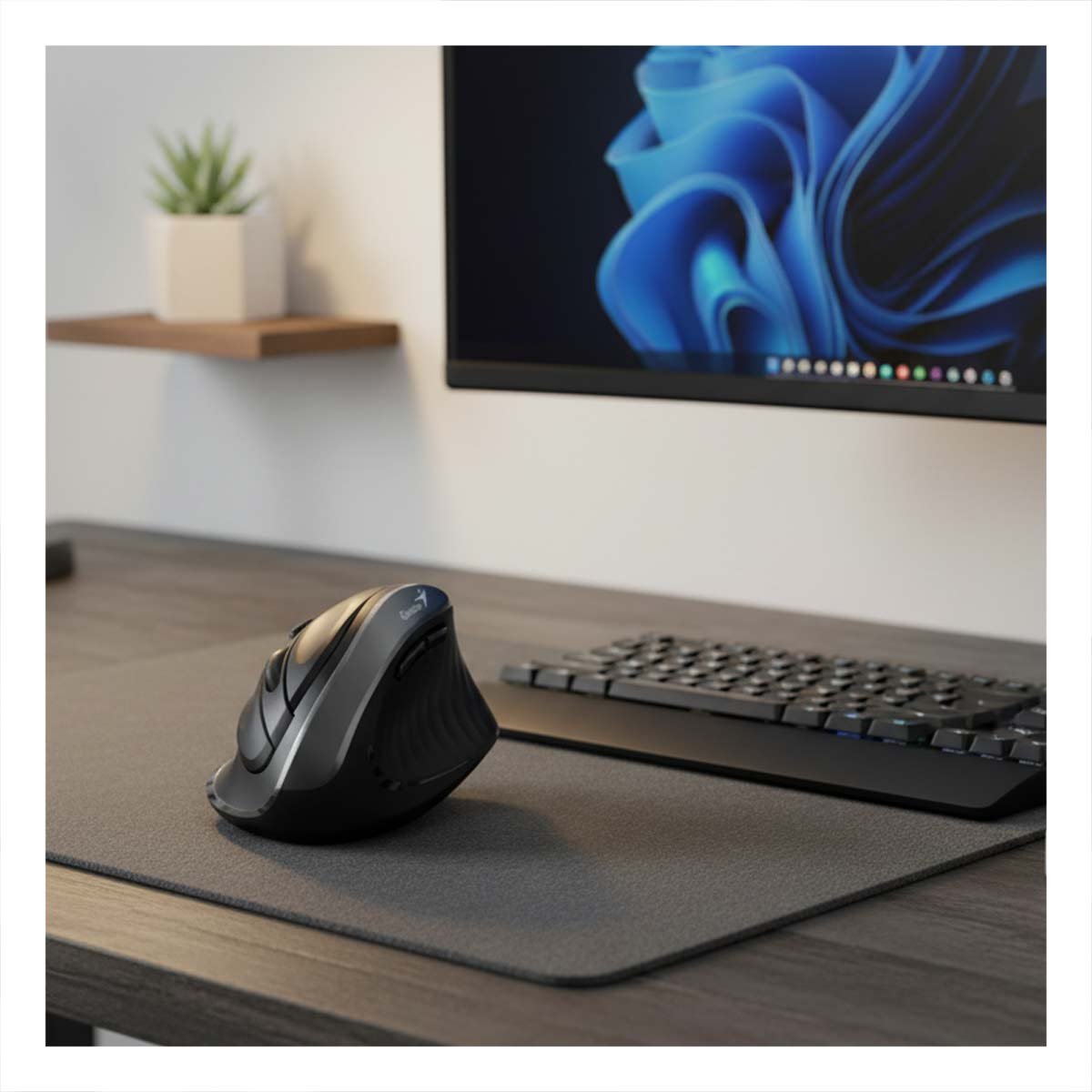 DISPOSITIVO INALAMBRICO VERTICAL NEGRO DE FORMA NATURAL PARA MUÑECA DE PC Y+REGALO STICKER - 2