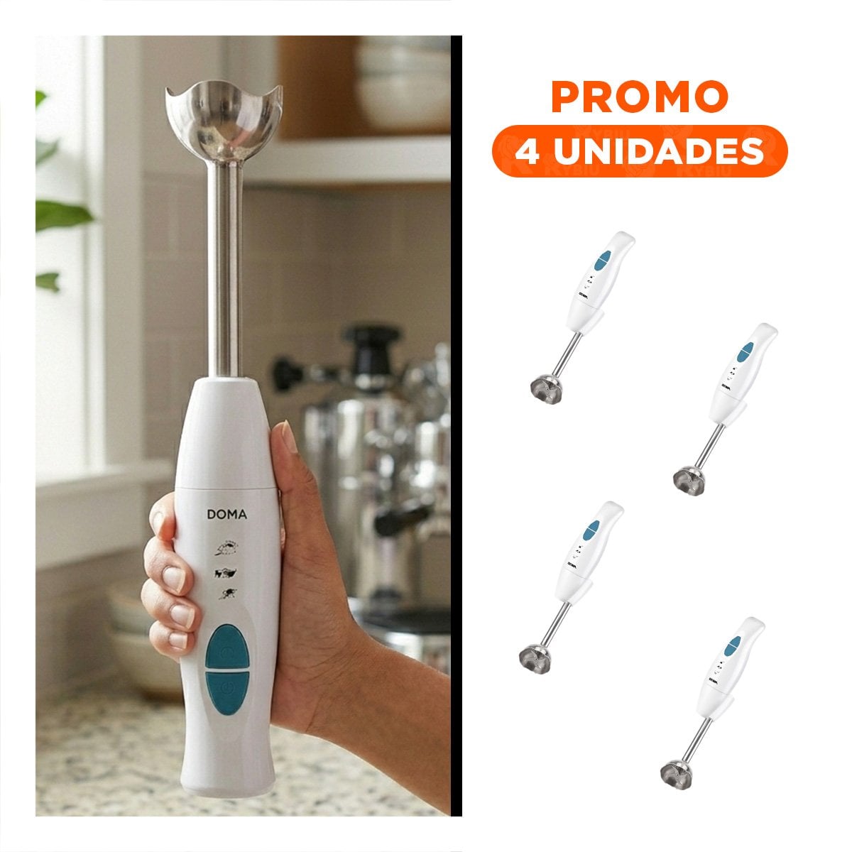 PACK4 MEZCLADORA DE INMERSION EN BLANCO PARA BATIR CREMAS Y PURE SUAVES Y+REGALO STICKER - 1