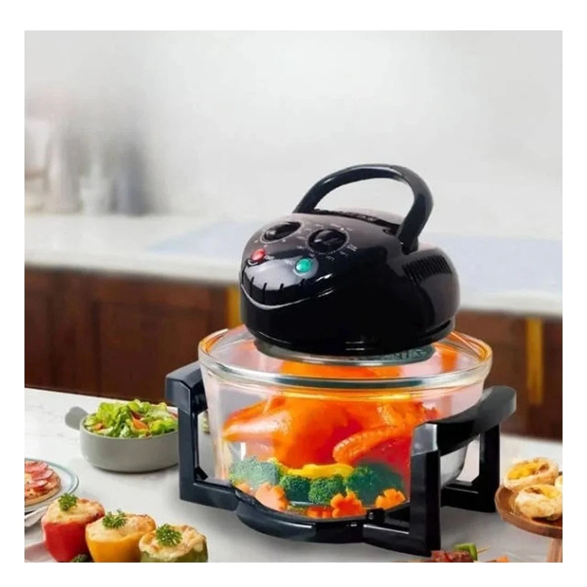 PACK2 AIR FRYER 3 EN 1 12 LITROS TRANSPARENTE CON COLOR NEGRO EFICIENTE Y SEGURA Y+PAPEL REGALO - 2