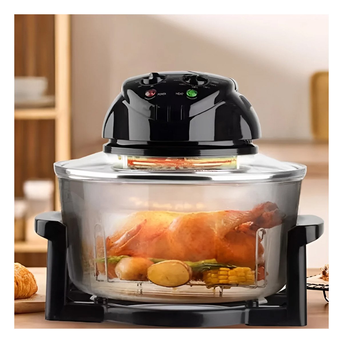 PACK2 AIR FRYER 3 EN 1 12 LITROS TRANSPARENTE CON COLOR NEGRO EFICIENTE Y SEGURA Y+PAPEL REGALO - 5