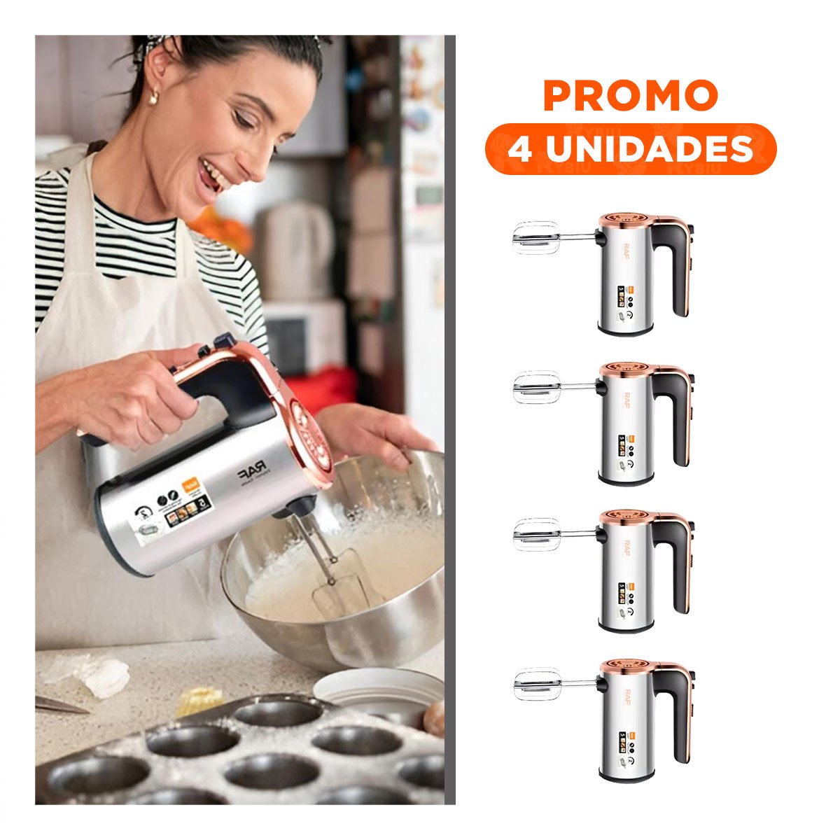 PACK4 TRITURADORA COLOR PLATEADO ELECTRICA PARA USO DIARIO Y+REGALO STICKER - 1