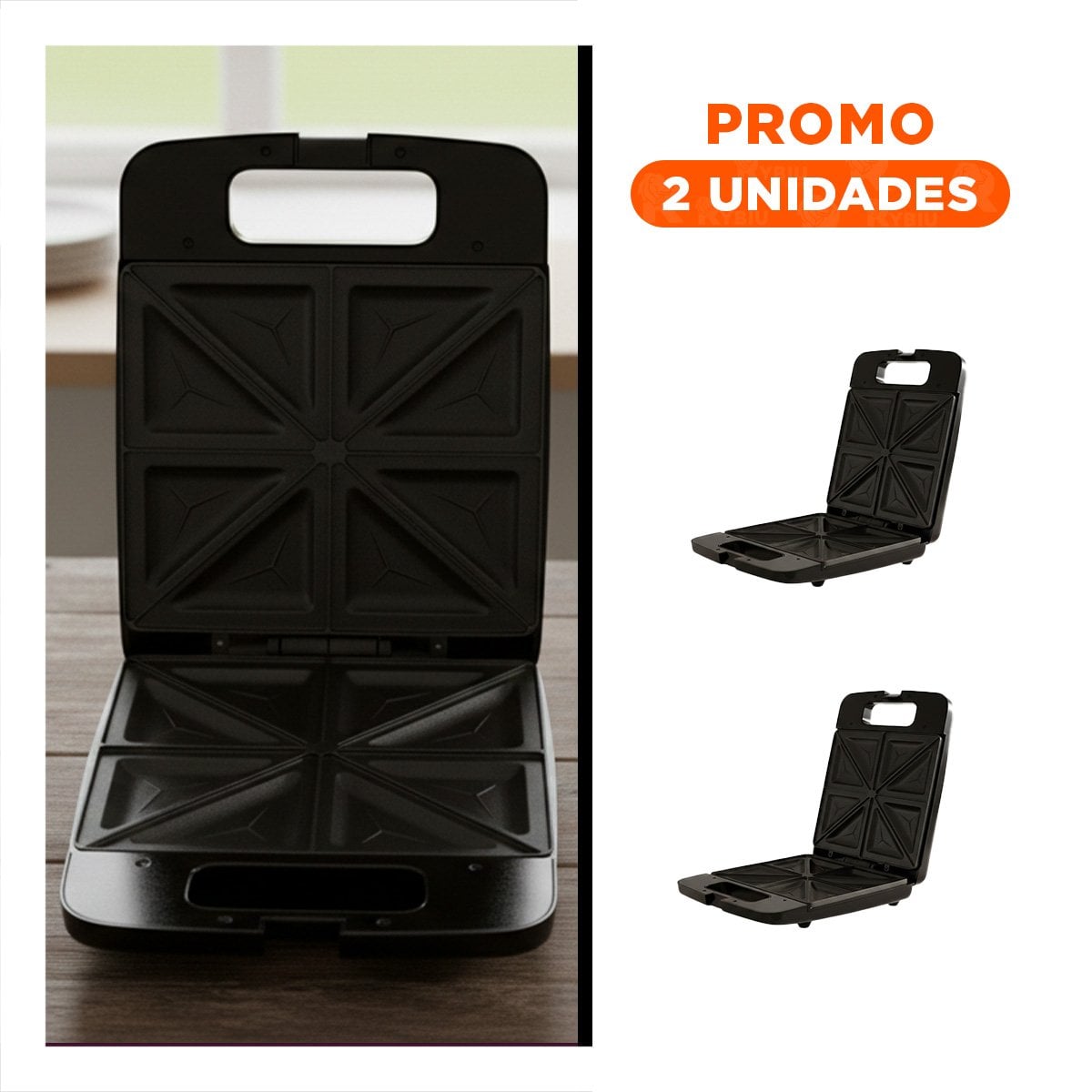 PACK2 TOSTADORA PORTATIL CON ENCENDIDO FACIL PARA 4 PANES Y COLOR NEGRO - 1