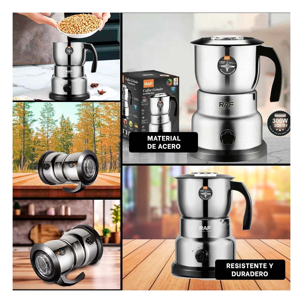 PACK2 TRITURADOR ELECTRICO PLATEADO PARA GRANOS DE USO DOMESTICO EN COCINA Y+PAPEL REGALO - 3