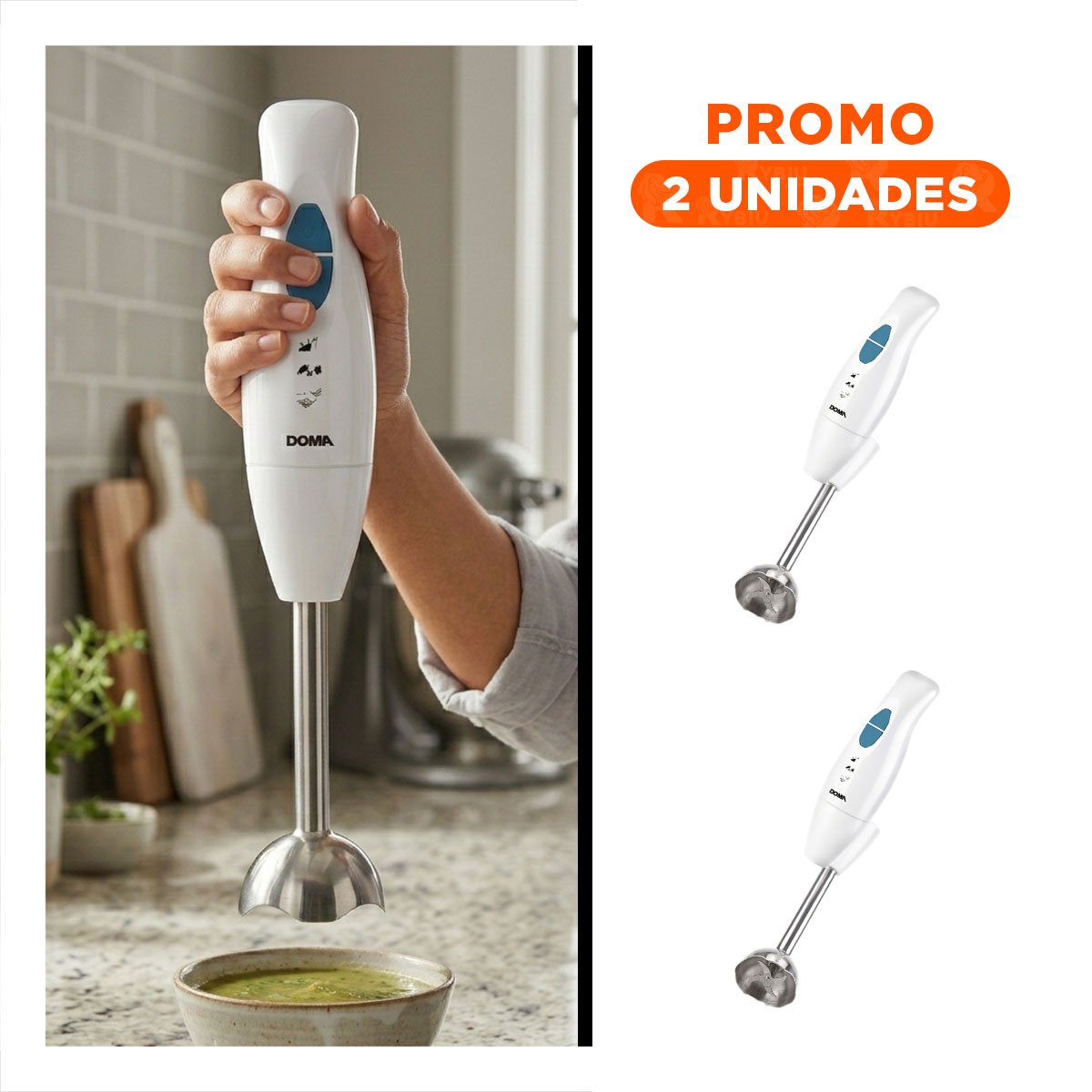 PACK2 TRITURADORA MODERNA DE INMERSION EN BLANCO PARA COCINA Y HOGAR - 1