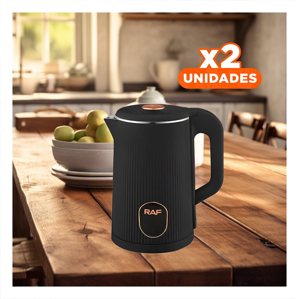 PACK2 HERVIDORA ELECTRICA SEGURA Y LIGERA 2L PARA TE Y CAFE NEGRO Y+REGALO STICKER - 1