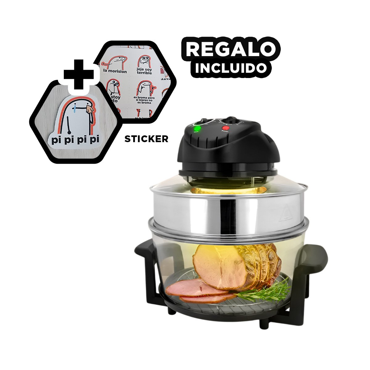 COCINA SALUDABLE 8 EN 1 PARA USO DIARIO 12 LITROS COLOR NEGRO Y TRANSPARENTE Y+REGALO STICKER - 1