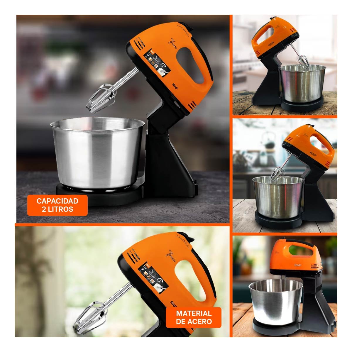PACK6 LICUADORA COMPACTA PEDESTAL CON TAZON 2L NARANJA PARA PREPARAR POSTRES Y+PAPEL REGALO - 3