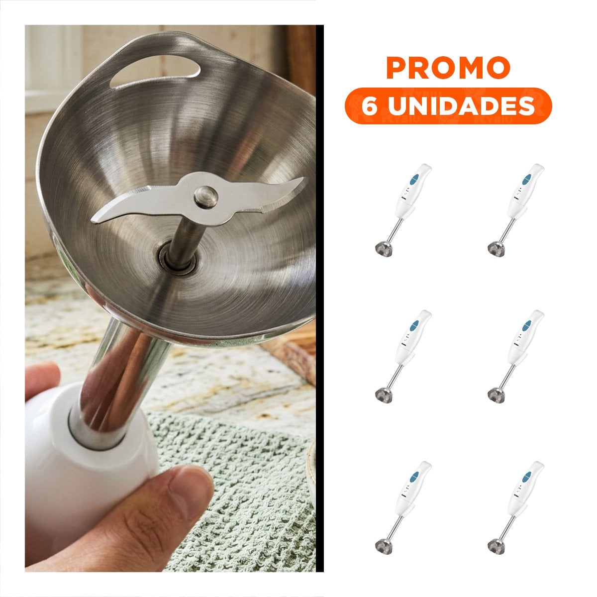 PACK6 BATIDORA COMPACTA DE INMERSION BLANCO PARA COCINA MODERNA Y FUNCIONAL - 1