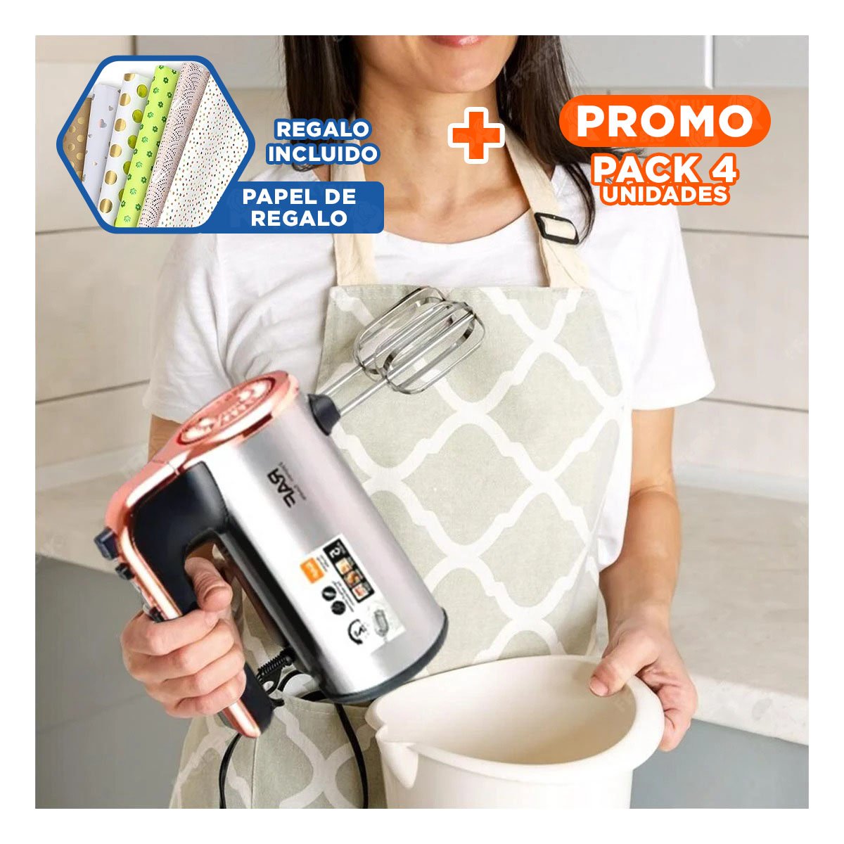 PACK4 LICUADORA ELECTRICA COLOR PLATEADO PARA JUGOS NATURALES Y+PAPEL REGALO - 1