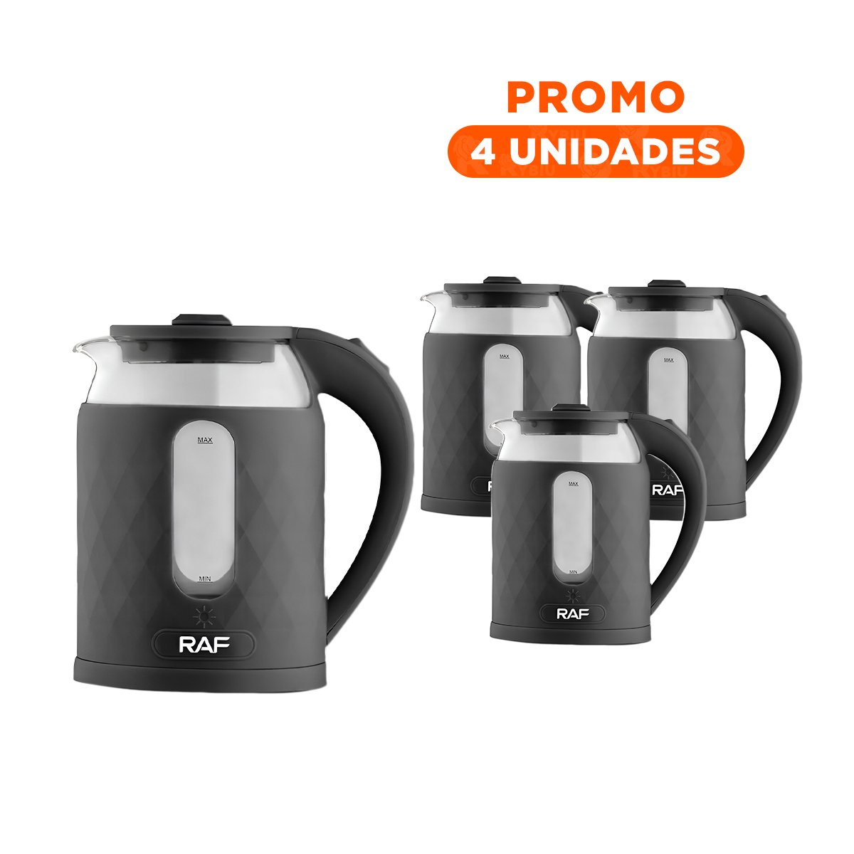 PACK4 HERVIDORA ELECTRICA VIDRIO COMPACTA Y RAPIDA 2L PARA TE COLOR NEGRO Y+REGALO STICKER - 1
