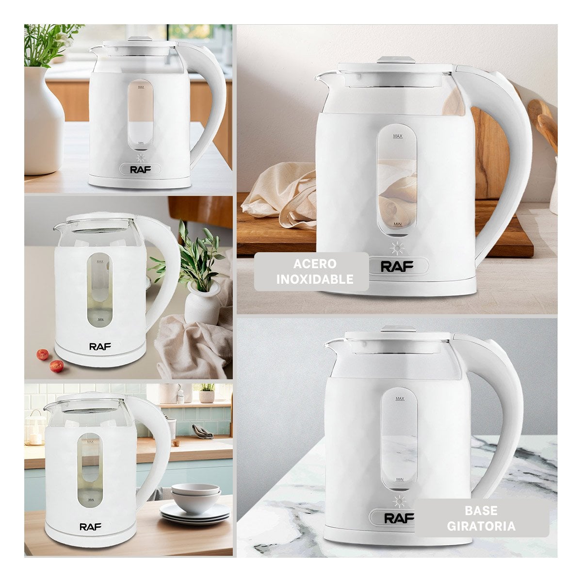 PACK4 HERVIDORA ELECTRICA VIDRIO COMPACTA Y RAPIDA 2L PARA TE COLOR BLANCO Y+REGALO STICKER - 2