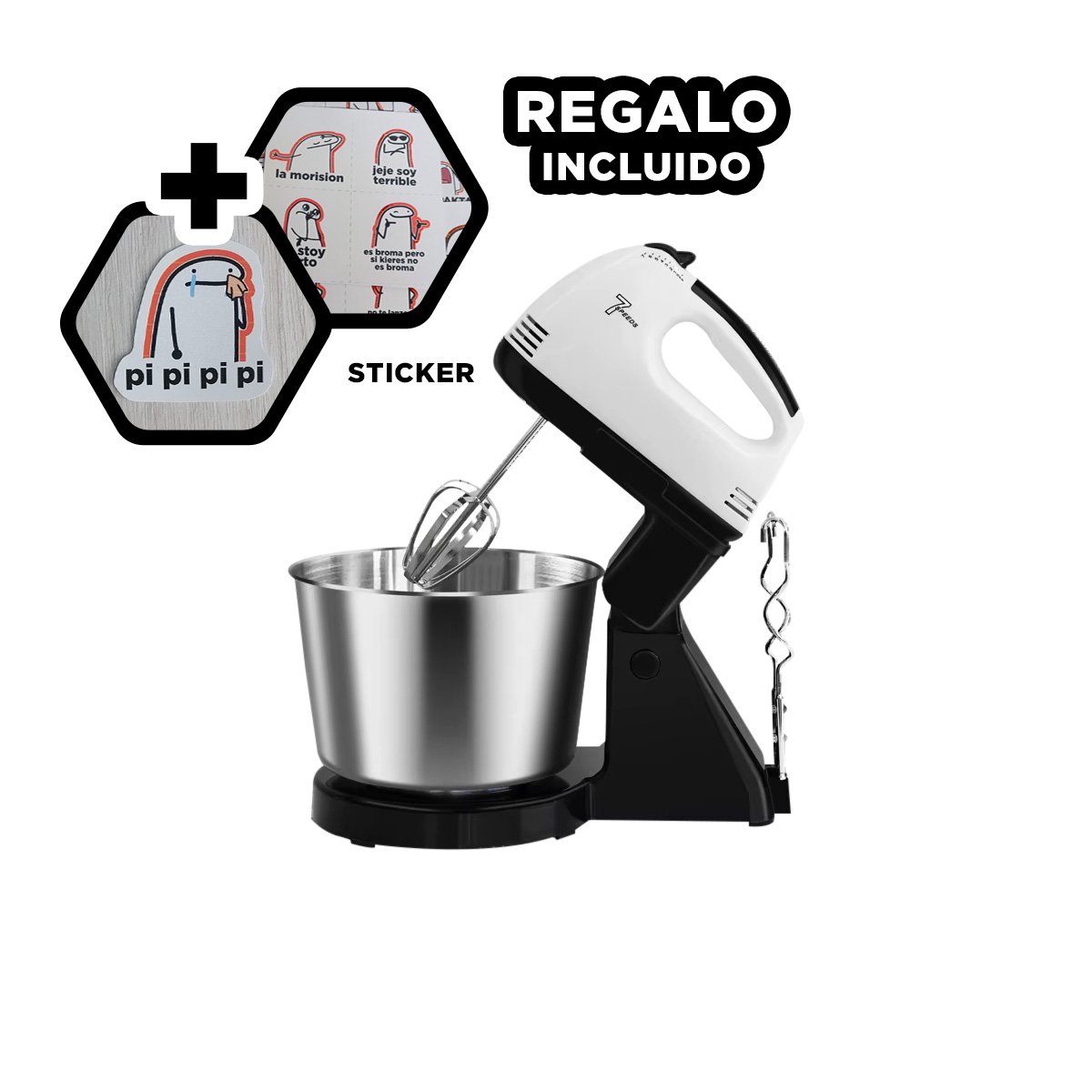 TRITURADORA COMPACTA PEDESTAL 2L CON TAZON COLOR BLANCO Y+REGALO STICKER - 1