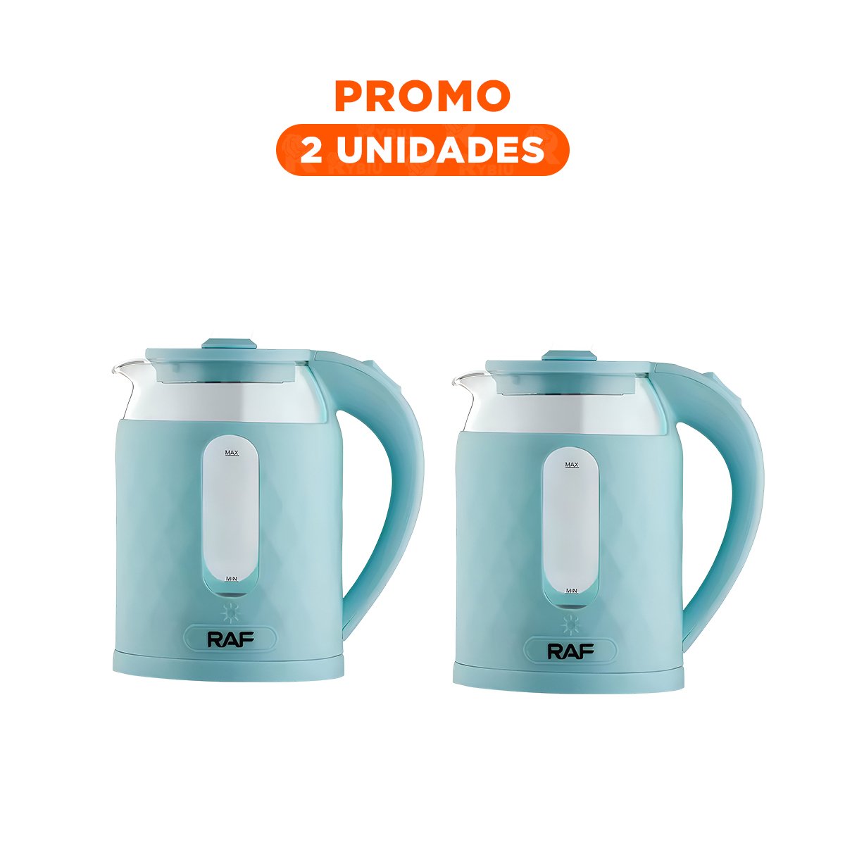 PACK2 CALENTADOR ELECTRICO VIDRIO COMPACTO Y LIGERO 2L PARA USO DIARIO CELESTE - 1