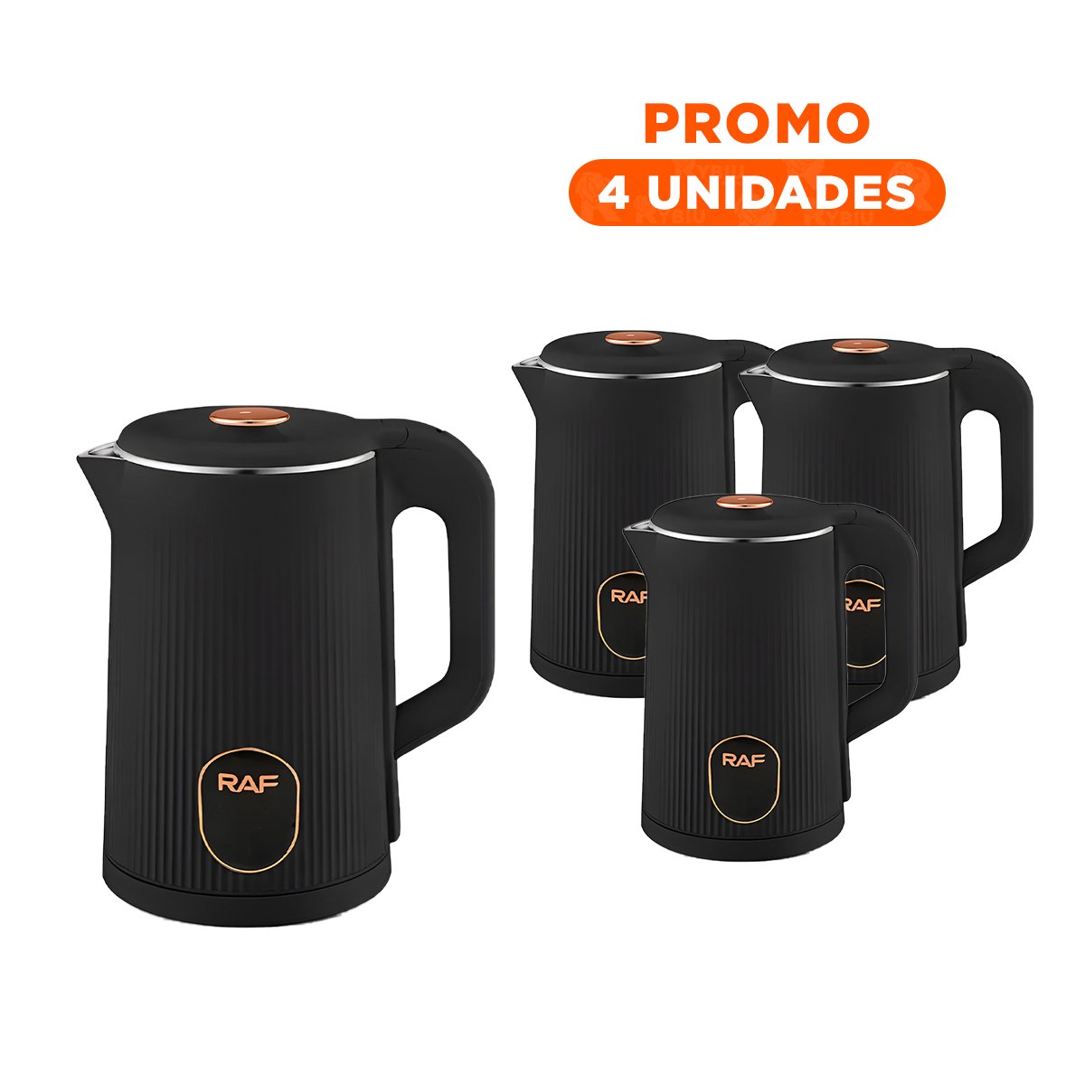 PACK4 HERVIDORA ELECTRICA MODERNA Y PRACTICA 2L PARA AGUA CALIENTE COLOR NEGRO Y+REGALO STICKER - 1