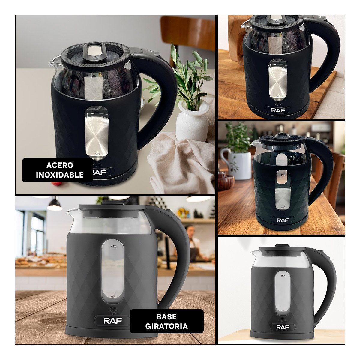 HERVIDORA ELECTRICA VIDRIO EFICIENTE Y SILENCIOSA 2L PARA BEBIDAS COLOR NEGRO Y+POST IT - 1