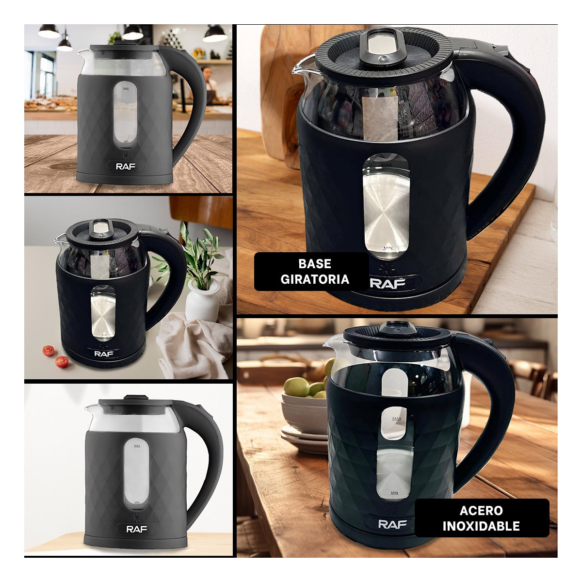 HERVIDORA ELECTRICA VIDRIO EFICIENTE Y SILENCIOSA 2L PARA BEBIDAS COLOR NEGRO Y+POST IT - 5
