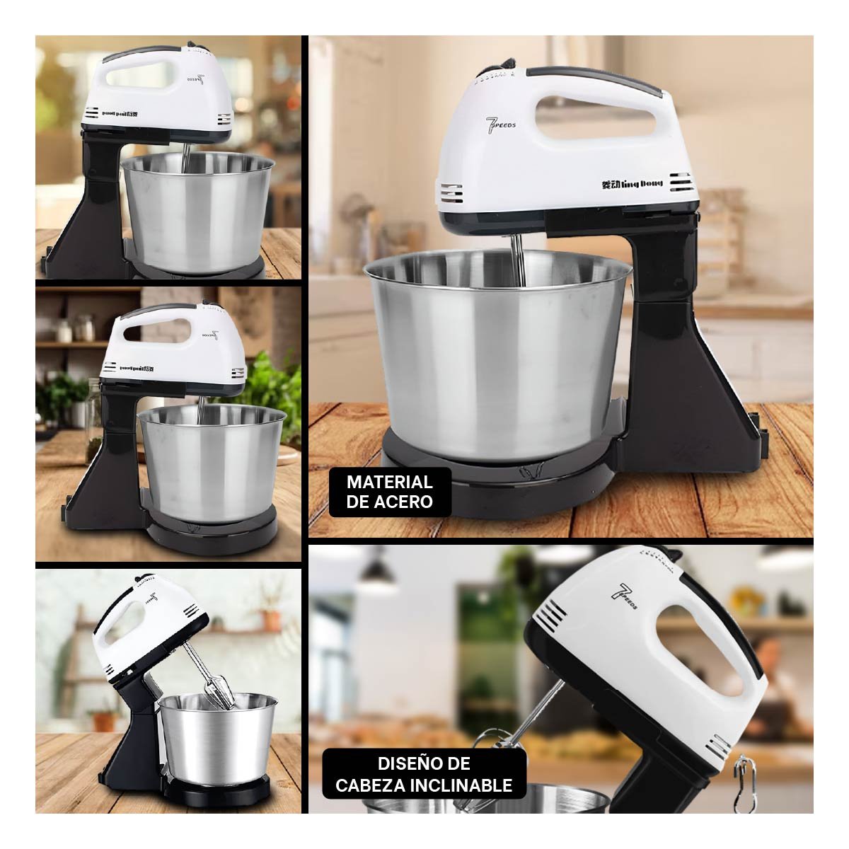 BATIDORA PEDESTAL CON TAZON BLANCO 2L PARA PREPARAR POSTRES Y MEZCLAS Y+POST IT - 1