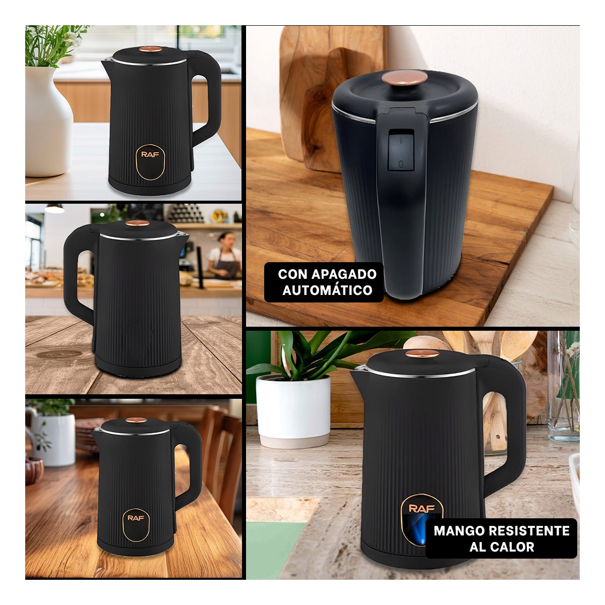 HERVIDORA ELECTRICA COMPACTA Y RAPIDA 2L PARA PREPARAR AGUA COLOR NEGRO - 5