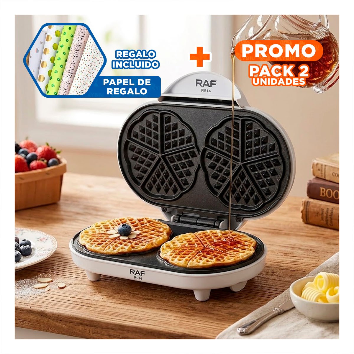 PACK2 MAQUINA PARA COCINA DOBLE BLANCO CON DISENO FUNCIONAL Y+PAPEL REGALO - 1