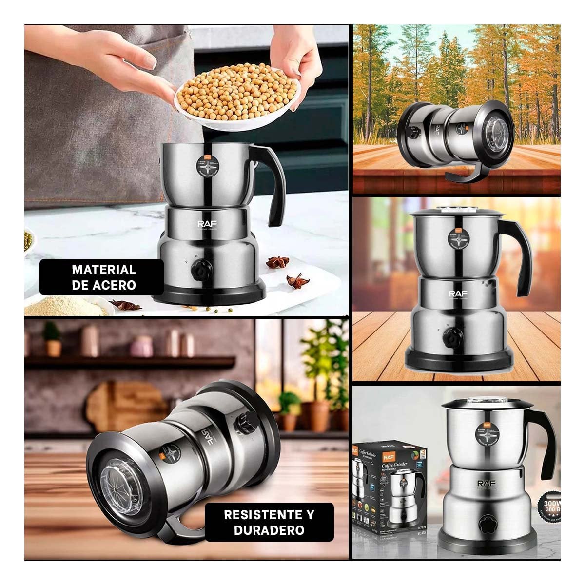 PACK4 TRITURADOR ELECTRICO DE GRANOS PARA COCINA PRACTICA PLATEADO Y+REGALO STICKER - 2