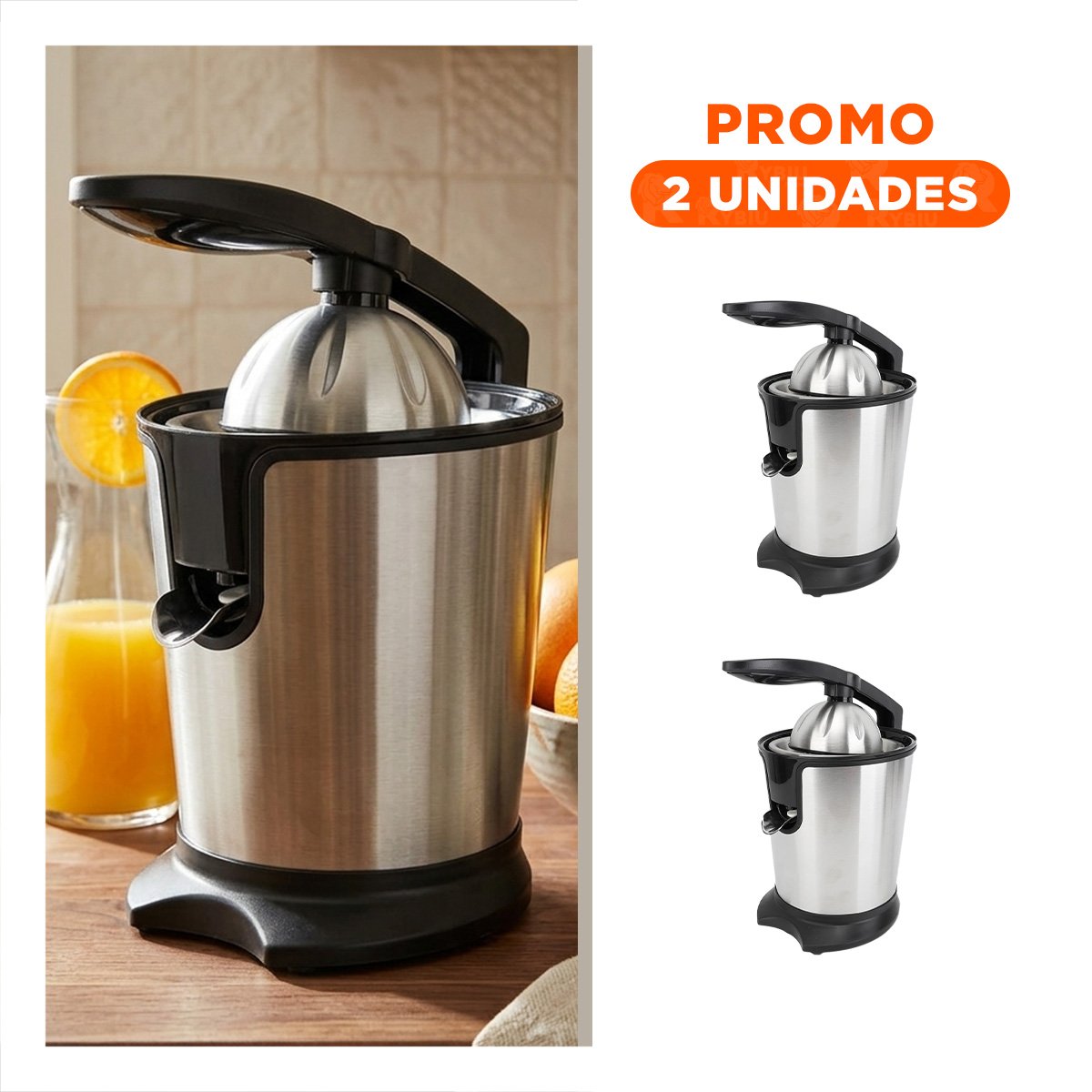 PACK2 EXTRACTOR ELECTRICO DE NARANJA 400 ML COLOR PLATEADO CON FUNCION AUTOMATICA - 1