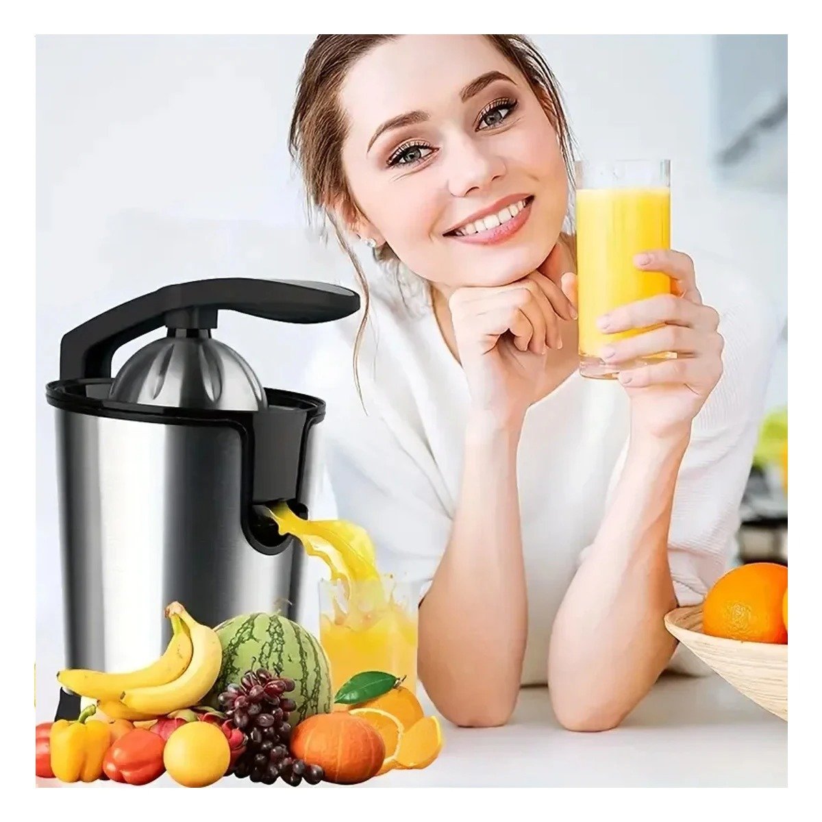 PACK2 EXTRACTOR ELECTRICO DE NARANJA 400 ML COLOR PLATEADO CON FUNCION AUTOMATICA - 2