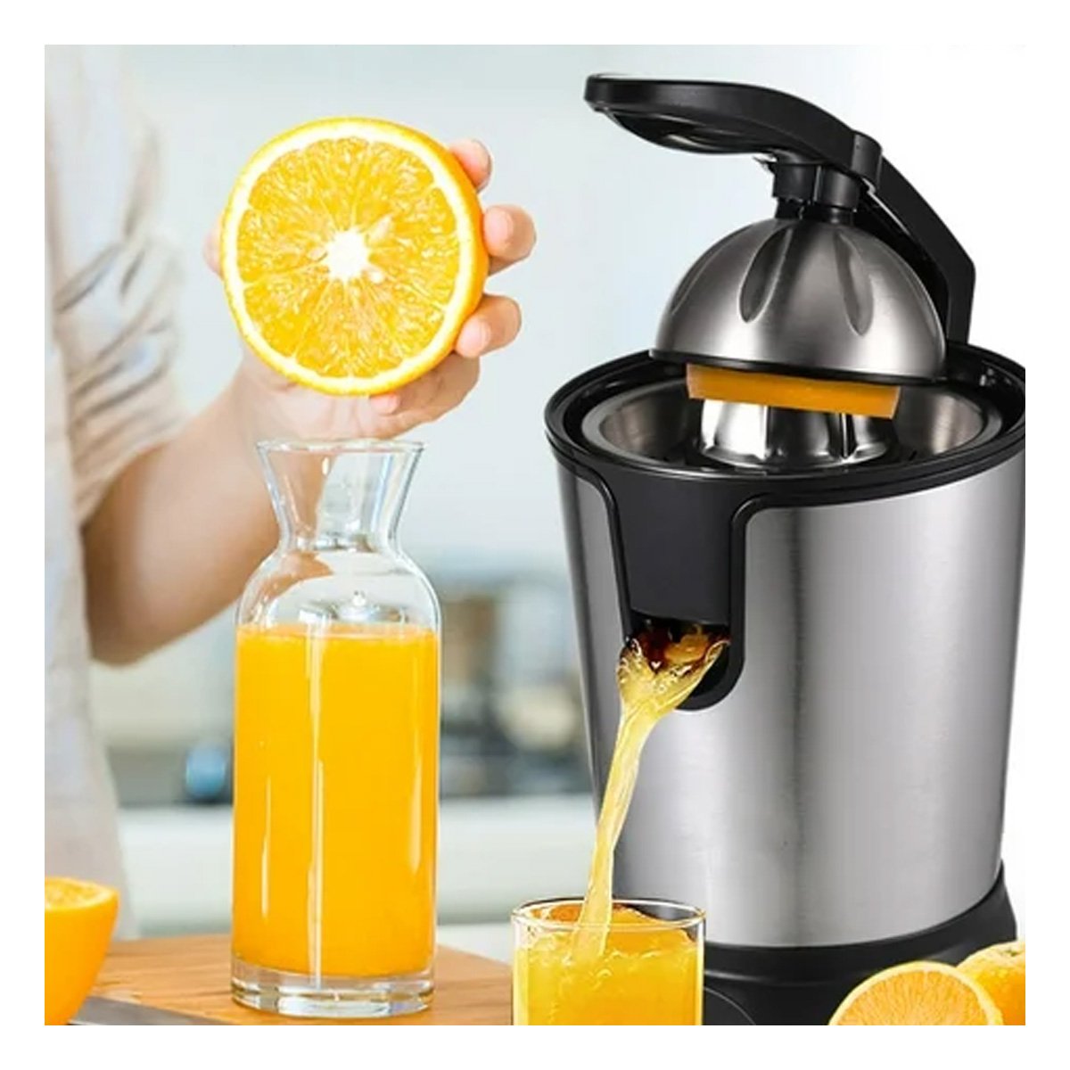PACK2 EXTRACTOR ELECTRICO DE NARANJA 400 ML COLOR PLATEADO CON FUNCION AUTOMATICA - 5