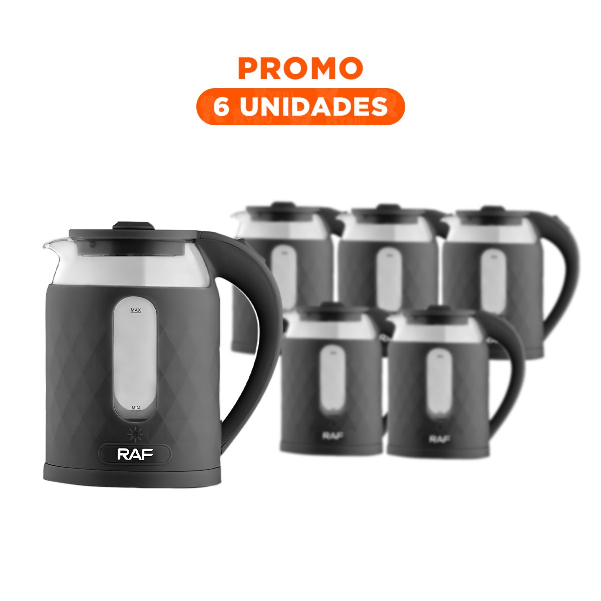 PACK6 OLLA ELECTRICA VIDRIO SEGURA Y EFICIENTE 2L PARA PREPARAR AGUA NEGRO - 1