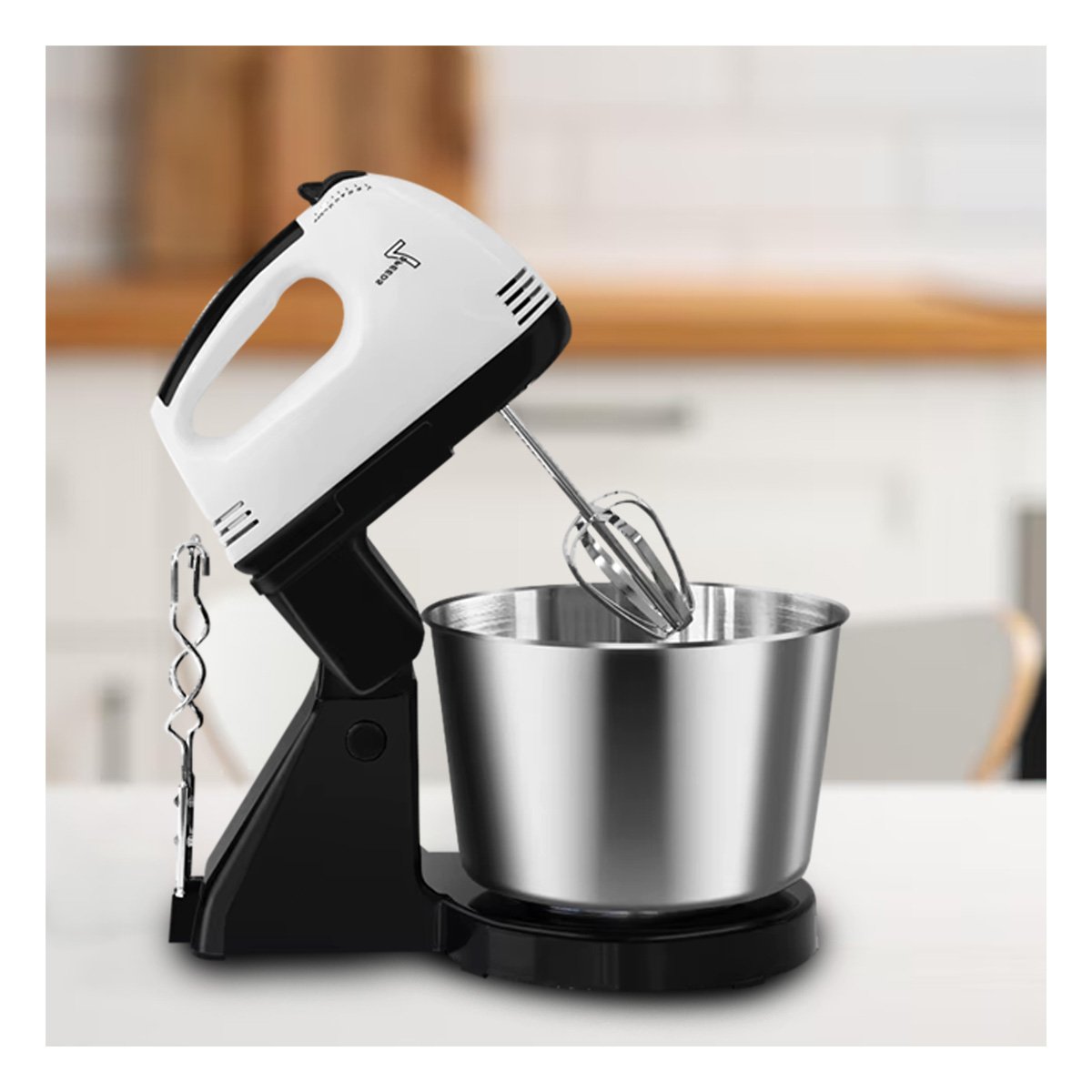 PACK4 BATIDORA MODERNA PEDESTAL CON TAZON 2L BLANCO PARA MEZCLAR INGREDIENTES - 3