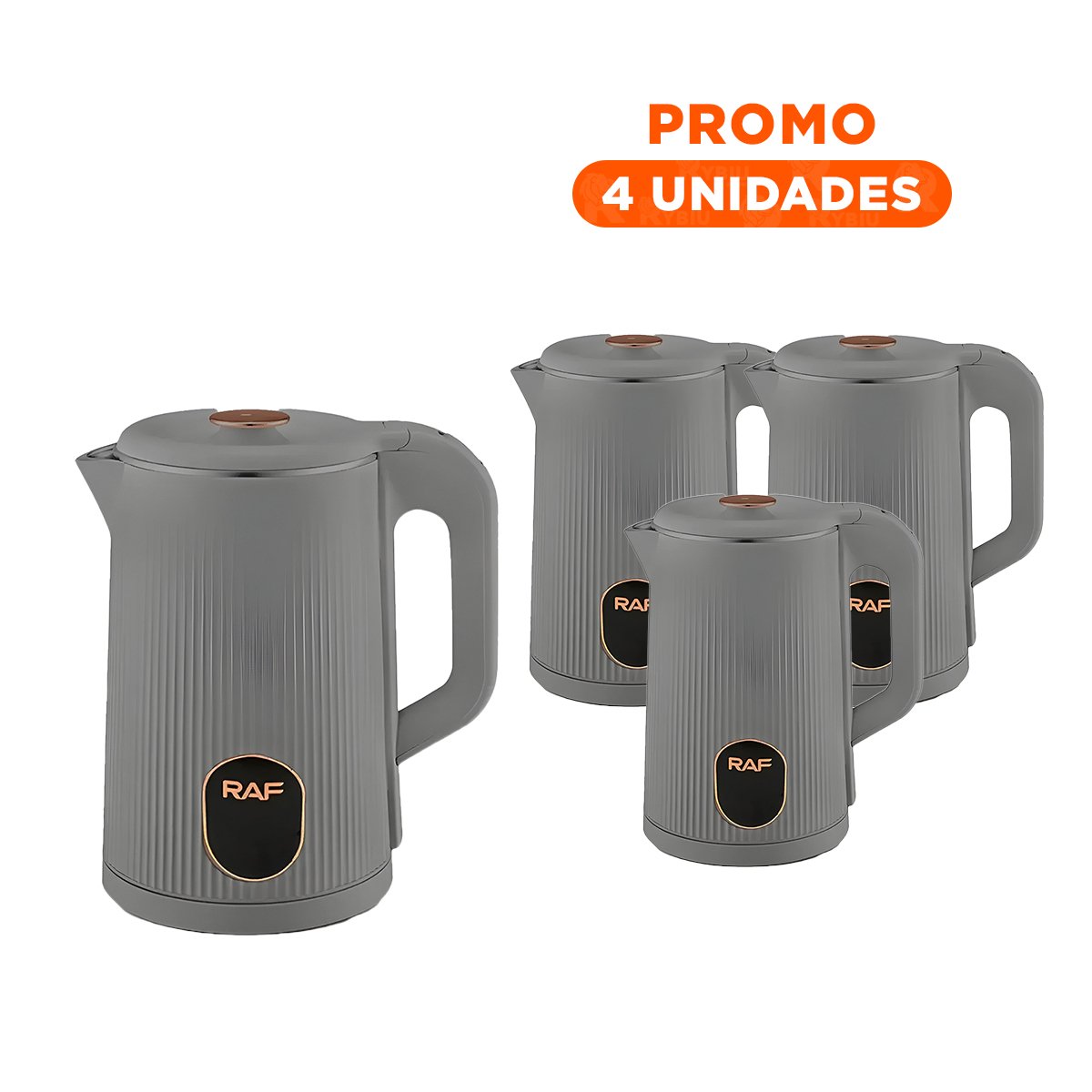 PACK4 HERVIDORA ELECTRICA COMPACTA Y RAPIDA 2L PARA TE COLOR PLOMO Y+REGALO STICKER - 1