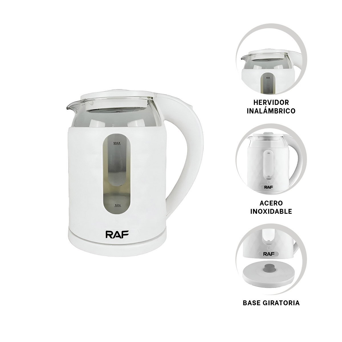 HERVIDORA ELECTRICA VIDRIO LIGERA Y RAPIDA 2L PARA PREPARAR TE COLOR BLANCO - 3