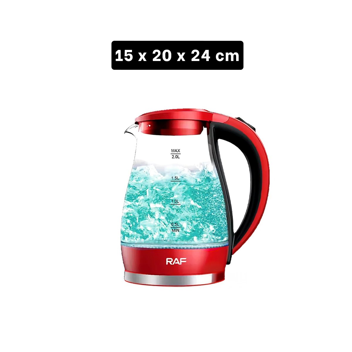 PACK4 CAFETERA ELECTRICA DE VIDRIO COLOR ROJO 2 L CON TAPA HERMETICA Y ENCENDIDO FACIL - 4