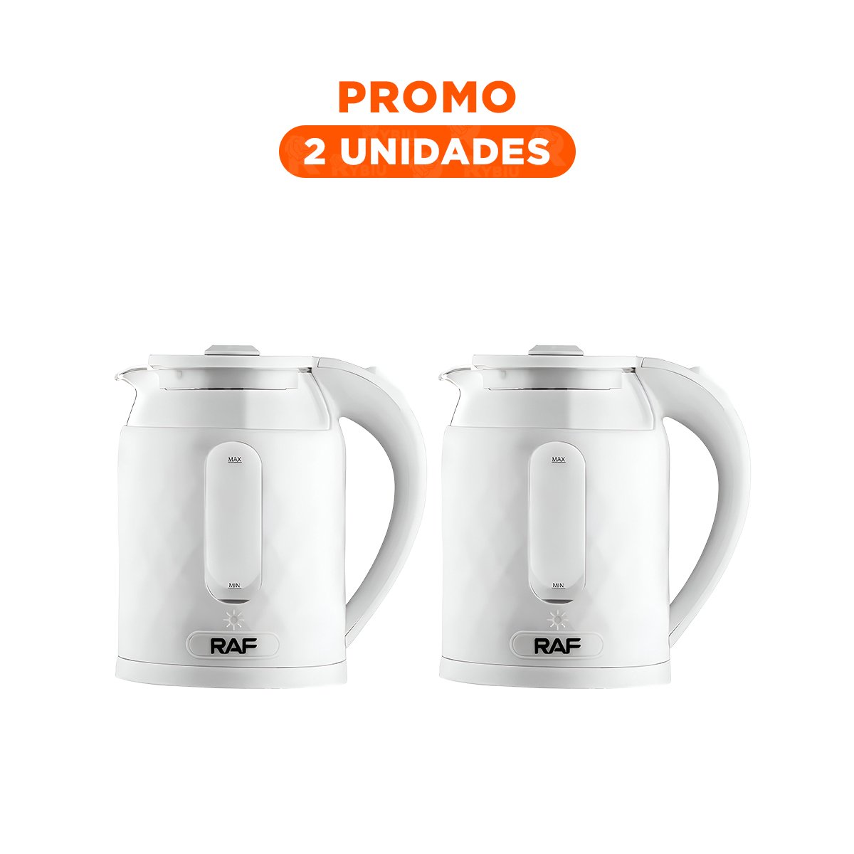 PACK2 CALENTADOR ELECTRICO VIDRIO COMPACTO Y LIGERO 2L PARA USO DIARIO BLANCO - 1